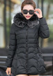 Black Pockets Zipper Faux Fur Hooded Long Sleeve Fashion Winter Warm Down Coats
