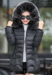 Black Pockets Zipper Faux Fur Hooded Long Sleeve Fashion Winter Warm Down Coats