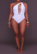 White Cut Out Cross Back Backless One Piece Multi Way Swimwear