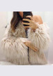 Khaki Fur Irregular Round Neck Long Sleeve Fashion Coat