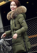 Army Green Pockets Zipper Faux Fur Hooded Long Sleeve Fashion Padded Coats