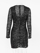 New Black Geometric Sequin Irregular Bodycon Long Sleeve V-neck Party Clubwear Mini Dress