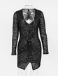 New Black Geometric Sequin Irregular Bodycon Long Sleeve V-neck Party Clubwear Mini Dress