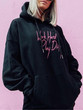 New Black Letter Drawstring Pockets Hooded Long Sleeve Fashion Sweatshirt