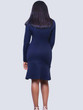 Navy Blue Cut Out Mermaid Bodycon Long Sleeve Elegant Party Midi Dress