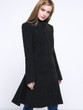 Casual Band Collar Longline Plain Woolen Coat