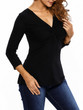 Casual Sexy Designed Deep V-Neck Plain Plus Long Sleeve T-Shirt