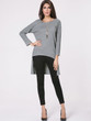 Casual Round Neck Ribbed Dip Hem Plain Sweater