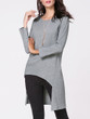 Casual Round Neck Ribbed Dip Hem Plain Sweater