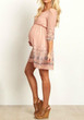 Casual Pink Geometric Print Round Neck Long Sleeve Casual Maternity Mini Dress