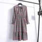 Office Long Sleeve Polka Dot Vintage Dress Women Autumn Dress Shirt Chiffon Midi Casual Red Floral Winter Dress