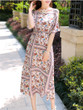 Casual Open Shoulder Printed Vacation Maxi Dress