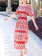 Casual Flowing Open Shoulder Vacation Printed Striped Maxi Dress