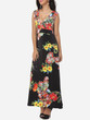 Casual Floral Printed Vintage Deep V Neck Maxi-dress