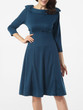 Casual Boat Neck Plain Skater-dress