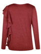 New Red Ruffle Round Neck Long Sleeve Fashion T-Shirt