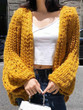 New Yellow V-neck Long Sleeve Going out Cardigan Sweater