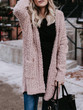 New Pink Pockets V-neck Long Sleeve Casual Cardigan Sweater