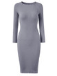 New Grey Round Neck Long Sleeve Fashion Midi Dress