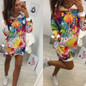 New White Floral Drawstring Pockets Fashion Hooded Sweatshirt