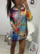 New Grey Floral Drawstring Pockets Fashion Hooded Sweatshirt