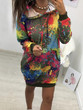 New Green Floral Drawstring Pockets Fashion Hooded Sweatshirt