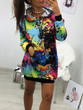 New Black Floral Drawstring Pockets Fashion Hooded Sweatshirt