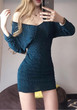Blue Cut Out Plunging Neckline Long Sleeve Mini Dress