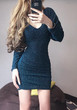 Blue Cut Out Plunging Neckline Long Sleeve Mini Dress