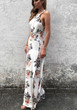 White Floral Sashes Cut Out Fashion Maxi Dress