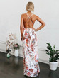 Floral V-Neck Split-front Backless Maxi Dresses