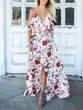 Floral Printed Spaghetti-neck V-neck Maxi Dress