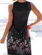 Popular Floral-Print Round Neck Sleeveless Loose Midi Dress