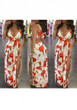 White Floral Tie Back Zipper Backless Side Slit Cut Out Flowy Maxi Dress