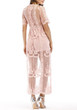 Pink Floral Lace Side Slit Deep V-neck Banquet Elegant Beach Party Maxi Dress