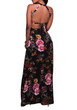 White Floral Print Tie Back Buttons Cut Out Side Slit Fashion Maxi Dress