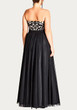 Black Patchwork Floral Grenadine Bandeau Off Shoulder Pleated Elegant Oversized Maxi Dress