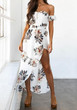 White Floral Irregular Cut Out V-neck Fashion Maxi Dress