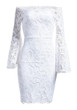 White Floral Lace Boat Neck Fashion Midi Dress