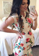 White Floral Print Round Neck Fashion Midi Dress