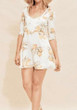 Casual White Floral Backless Cut Out Condole Belt Fashion Mini Dress
