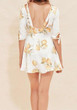 Casual White Floral Backless Cut Out Condole Belt Fashion Mini Dress