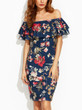 Casual Fashion Off The Shoulder Flounce Floral Print Dress