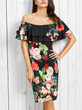 Casual Fashion Off The Shoulder Flounce Floral Print Dress