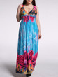 Casual Empire Deep V-Neck Plus Size Maxi Dress In Floral Printed