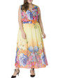 Charming Swing Deep V-Neck Floral Chiffon Plus Size Maxi Dress