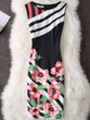 Casual Round Neck Floral Striped Bodycon Dress
