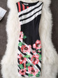 Casual Round Neck Floral Striped Bodycon Dress