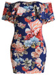Casual Off Shoulder Flounce Floral Printed Mini Bodycon Dress