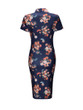 Casual Band Collar Zips Floral Printed Bodycon Dress